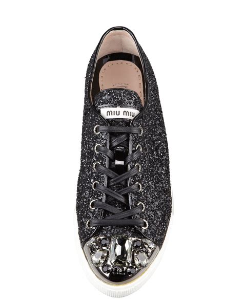 miu miu sneakers black glitter|miu mi u sneakers.